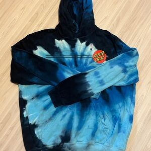 SANTA CRUZ Tie-Dyed Classic Dot Pullover Hoodie Women’s Large Blue